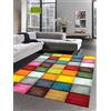 CARPETIA Tappeto Moderno Tappeto Design Motivo a Quadri Grigio Giallo Rosso Blu Größe 160x230 cm