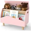 RELAX4LIFE 2 in 1 Contenitore Porta Giochi per Bambini, Cassapanca Baule in Legno, Libreria Scaffale per Cameretta e Asilo, 60 x 30 x 44 cm (Rosa,Scatola)