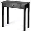 RELAX4LIFE Tavolo Consolle in Legno, Tavolo da Divano Stretto con Cassetto di Stoccaggio, Gambe in Legno Massello, Kit Anti-Ribaltamento, Tavolo da Ingresso (NERO)