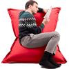 Avalon - Puff Poltrona Sacco Cuscino Grande Thin 220L Deluxe Sfoderabile, Pouf Sacco Sartoriale, Bean Bag in Tessuto Antistrappo/Impermeabile con Sacca Interna, Made in Italy (130x90cm-Rosso)