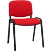 SEDIAOFFICE - Sedie Ufficio Senza Ruote, Sedia Scrivania Ergonomica, per Studio, Sala D'Attesa, Sala Riunioni e Conferenze, Comoda Sedia Ufficio in Tessuto Economica (Base, Rosso)