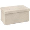 WOLTU Pouf Contenitore Panche Sgabello Pieghevole Poltrona Poggiapiedi Cassapanca Scarpiera con Coperchio Rimovibile Lino Oxford 76x37,5x38cm Beige