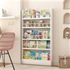 uofgcru Libreria da Parete per Bambini, Libreria stretta in legno massello, Scaffale Portagiochi Fumetti Libri Cameretta, espositori dietro la porta-Bianco(90x10x145cm)