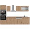 Vicco Cucina componibile R-Line, Rovere artigianale, 300 cm con armadio alto, PL Rovere, con moduli disposti in modo variabile e piedini regolabili in altezza