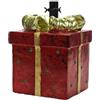 COSE DA CASA Piede per Albero di Natale Verde o innevato Forma Pacco Regalo Rosso con Fiocco Oro Base Natalizia Elegante Supporto per Decorazioni Particolari