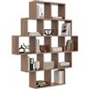 KUBUTKU Grande mensola da appendere con 14 scomparti, 136 x 120 x 18 cm, decorazione da parete (noce)