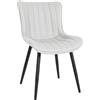 CLP Sedia visitatore Largo I Velluto I Similpelle I Sedia da Pranzo con Struttura in Metallo, Colore:Bianco, Materiale:Ecopelle