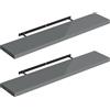 WOLTU Mensola da Muro, Set di 2, Scaffale Sospeso da Parete Libreria Piccola per Soggiorno Cameretta Porta CD DVD, Pannello MDF 120x22,9x3,8cm, Grigio Lucido, RG9484gr-2