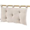 DOCK AVENUE Testiera per letto a 5 bottoni con passanti in garza di cotone, 50 x 80 cm, colore: Beige Pampa