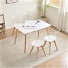 DEYARNA HOME Set Sala da Pranzo,Tavolo da Pranzo Rettangolare con 4 Sedie da Pranzo Trasparenti (Cuscino in Pelle Sintetica), Ideale per Cucina, Soggiorno, Sala da Pranzo, Ufficio (Bianco)