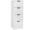 FineBuy Mobiletto da Bagno di Design Stile Rustico in Legno MDF 30 x 83 x 30 cm Bianco, Armadietto da Bagno Piccolo 4 cassetti, Mobiletto ausiliario Multiuso Bianco