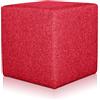 Deshome Pouf poggiapiedi cubo 43x43x44 cm Stoffa Idrorepellente: Pouf Design Moderno per Divano Soggiorno Camera da Letto, Puff poggiapiedi, Pouffe Salotto Minerva (Rosso)