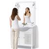 Shally Dogan Mobile Bagno da Terra 105 cm, Composizione in Legno Nobilitato Melaminico, Lavabo in Ceramica e Specchio, Mobiletto 2 Ante con Vetro, Arredamento Design Moderno