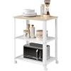 WOLTU Carrello da Cucina a 3 Ripiani, con 4 Ruote Girevoli, per Cucina, Sala da Pranzo, Soggiorno, Legno e Metallo, 60x40x76cm (Bianco+Rovere Chiaro)