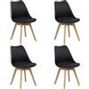 Totò Piccinni Sedia FUTURA con cuscino imbottito e gambe in LEGNO di faggio dal desing scandinavo (4, Nero)