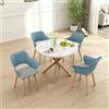 GrandCA HOME Set di Tavolo e Sedie da Pranzo, 100×100×76.5 CM Tavolo da Pranzo Rotondo, 4 Sedie da Cucina Imbottite, per Sala da Pranzo, Soggiorno, Cucina (Marmo-GD + Azzurro)