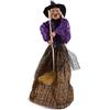 COSE DA CASA Befana con Scopa h 70 Porta Doni con Suoni e luci in Tessuto addobbi Decorazioni di Natale Halloween Pupazzo Bambola Statua