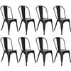 LANTUS Sedie da Pranzo in Metallo Impilabili in Stile Industriale, Stile Vintage, Adatto per Interni ed Esterni, design industriale stile acciaio per bar e cucina Sedia da Giardino, Set di (nero-8PC)