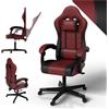 Juskys Sedia da gaming HyperSeat - Regolabile in altezza, schienale reclinabile e braccioli imbottiti, similpelle, ergonomica e resistente - Bordeaux/nero