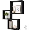 VIRSUS Set 3 Mensole da Parete Quadrate 5120, Misure 30x30cm, 27x27cm e 24x24cm, Spessore 11,7cm, Cubi Sospesi in Legno MDF, Ripiani Decorativi da Arredo (Nero)