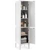 GYMAX Armadio Alto da Bagno, 37 x 37 x 160 cm, Mobile Stretto Portaoggetti, con 2 Porte, 5 Ripiani, Dispositivo Antiribaltamento, Colonna WC, per Soggiorno, Cucina, Ingresso (Bianco)