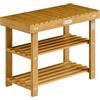 Casaria® Scarpiera con Seduta in Legno Capacità 160 kg Certificata FSC® Acacia 3 livelli Panca Bagno Corridoio Marrone