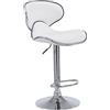 CLP Sgabello Design Cucina Las Vegas V2 In Similpelle Con Schienale I Sedia Alta Imbottita Girevole Regolabile 62-82 CM, Colore:bianco, Colore del telaio:cromo