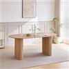 BenyLed Grande Tavolo da Pranzo Ovale 180 * 90 cm, Tavolo da Cucina in Stile Rustico con Piano in MDF (finitura effetto legno) e Gambe Ellittiche Per casa, Ristorante, Ufficio e Così via (Naturale)