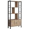 VASAGLE LBC022B50 - Libreria grande con ante, 4 ripiani, struttura in acciaio, stile industriale, per soggiorno, ufficio, colore rovere tostato e nero