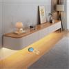 HYANXUE Supporto TV Sospeso, Mensole TV A Parete Con Anta, Console Multimediale, Mobile Sospeso Grande Panca Portaoggetti Sotto La(legno + LED,140CM/55.1)