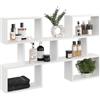 KUBUTKU Grande Mensola da Parete con 6 Scomparti, Libreria 80x127x18 cm, Mensola Moderna per Decorazione, Sospesa (Bianco)