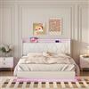WOBOPCG Letto Matrimoniale 140x200 con Contenitore, Letto Imbottito 140x200 con LED e Ricarica USB Letto con Contenitore una Piazza e Mezza Struttura Letto Matrimoniale con Doghe e Testiera (Bianco, Flanella)