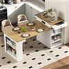 TIZZ Isola della cucina con ruote, tavolo da pranzo allungabile con tavolo rimovibile, tavolo da bar con ciabattine, credenza o tavolo da bar per cucina e sala da pranzo (bianco)