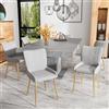 RanRan Sedia da pranzo in velluto, lussuosa, soggiorno, camera da letto, sedia lounge con quattro gambe di supporto in metallo dorato, supporto lombare (set da 6, beige+oro)