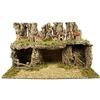 Aurora Store Presepe Scenario Completo in Sughero e Legno con Grotta e 2 mangiatoie Ambientazione 2 Livelli con Casette e casolari, 77x37 x h. 44 cm Vuoto Artigianale Napoletano Dimensione Grande