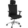 HJH Office 657401 Sedia da Ufficio ASTRA LUX Tessuto, Sedia Girevole con Supporto Lombare e Braccioli, Poggiatesta Regolabile in Altezza, Nero