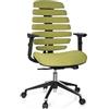 HJH Office 714530 Sedia da Ufficio Girevole ERGO LINE II Tessuto Verde, braccioli, ergonomici Schienale