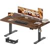 JUMMICO Scrivania Regolabile in Altezza Elettrica 160x80 cm, Scrivania Ergonomica Seduta in Piedi con Vassoio per Cavi e Porta USB, Scrivania per Computer Ufficio, Marrone