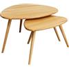 Kare Design tavolini Vigo (Set/2), marrone, legno massello di quercia, due tavoli bassi, poggiaoggetti, arredamento soggiorno, camera, multiuso