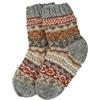 Pachamama Calzini da donna in 100% lana, lavorati a mano, a righe, Fair Isle Medium 4-7, extra caldi, commercio equo e solidale, Grigio, Taglia unica