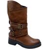 Senza Marca Stivali Stivaletti Donna Tacco Basso Nero Scarpe Moda Biker Motociclista Anfibi Cerniera Ecopelle Fibbie Bassi GR1165 (Camel, Numeric_38)