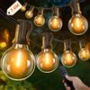 Kangtaixin Catena Luminosa Esterno 7.6M, Catena Luci Stringa Esterno con 12+2 G40 LED Lampadine, IP44, Dimmerabile, Luci Luminosa Esterno per Terrazzo, Matrimonio, Gazebo, Patio, Bar (Bianco Caldo)