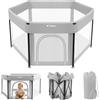 Tulano Cozy 30 Box per Bambini 125x125 cm - da 6 a 36 mesi - Recinto Neonato con Fondo - Struttura in Metallo - Rete Traspirante - Porta con Cerniera - Borsa Inclusa - Casa e Giardino - Grigio