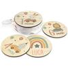 DEHOME - Placca Mese Neonato Personalizzata con Nome - Set Dischi Cumplemes in Legno 4 mm - Stampa Diretta - Regalo per Neonati (Party, Italiano)