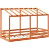 vidaXL Letto Bambini con Tetto Marrone Cera 80x200 cm Massello Pino, letto per bambini in legno, arredo per bambini, giroletto per bambini
