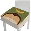 Chickwin Cuscino Rialzo Sedia per Bambini, Cartone Animato Stampa Cuscino Alzasedia con Cinghie Regolabile Lavabile Smontabile Cuscino Seduta per Sedia da Pranzo (scimmia,40x40x10cm)