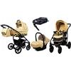BabyLux® Bambini Passeggino Completo Set 4 in 1 - Largo - incl. Navicella, Canna, Seggiolino Auto, ISOFIX Base - Carrozzina Neonati Sistema Combinato - con Borsa fasciatoio ecc.