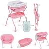 MS BabyWorld - BUBBLE + CUSCINO RIDUTTORE - Vaschetta Bagnetto Ergonomica con Supporto | Fasciatoio Impermeabile Imbottito | Chiusura Compatta | Organizzatore | 4 Ruote con Freni