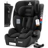 KIDIZ Seggiolino auto per bambini con Isofix, gruppo 1 + 2 + 3, 9 - 36 kg, cintura di sicurezza a 5 punti, seggiolino auto, seggiolino auto, poggiatesta regolabile, rialzo per 1 - 12 anni, stabile e