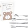 Maverton Set di 4 posate per bambini con incisione | Scatola in legno con stampa personalizzata, motivo animali, idee regalo per il battesimo bimbo, bear